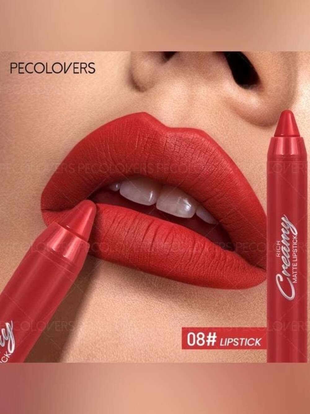 Pepcolovers Rich Matte Red Lipstick Crayon — Bold Red